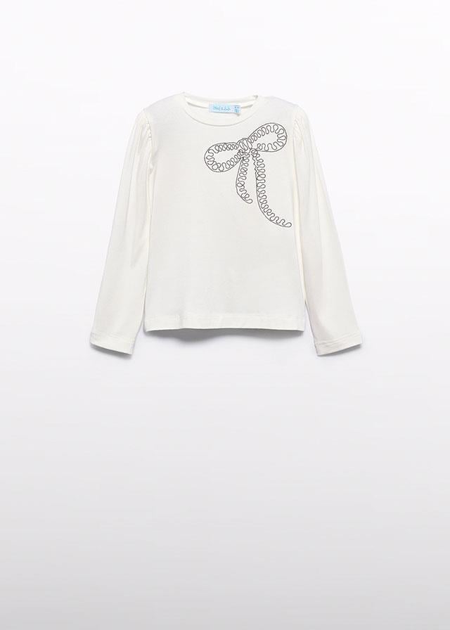 26K.ABL.05608.003Abel Lula Kız Çocuk Fiyonk Baskılı Uzun Kol Tshirt