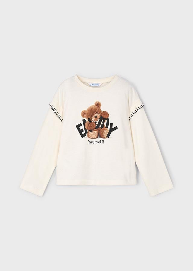 26K.MYR.04012.010Mayoral Kız Çocuk Ayıcık Baskılı Uzun Kol Tshirt
