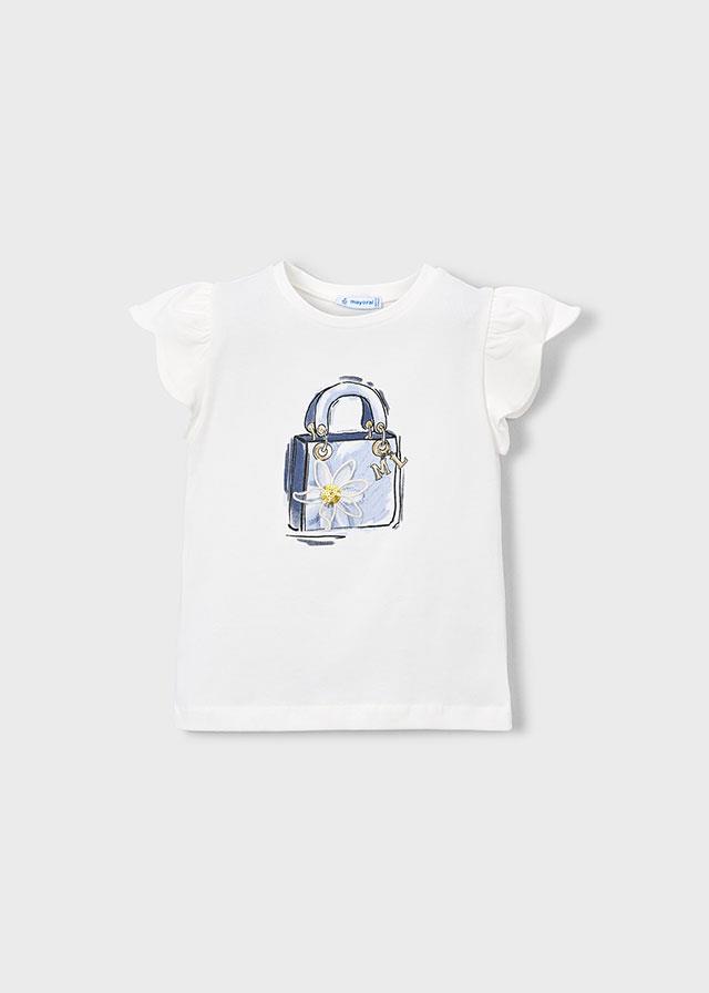 26Y.MYR.03002.053Mayoral Kız Çocuk Fırfır Kollu Çanta Baskılı Tshirt