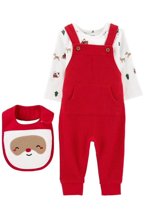 Carters Bebek Yılbaşı Temalı Önlüklü 3'Lü Salopet Set