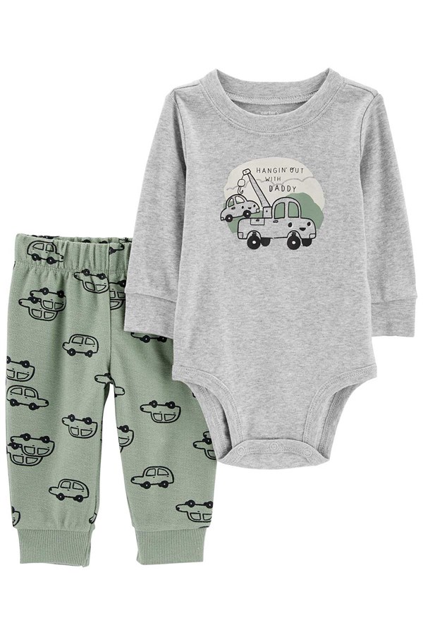 Carters Erkek Bebek Araba Desenli Body Pantolon Set