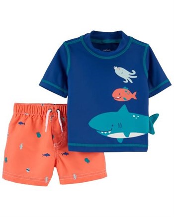 Carters Erkek Bebek Köpek Balığı Desenli Güneş Koruyucu Mayo Set