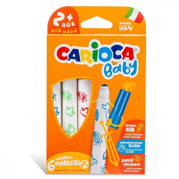 CRC.42813Carioca Jumbo Bebek Süper Yıkanabilir Keçeli Boya Kalemi 6'Lı