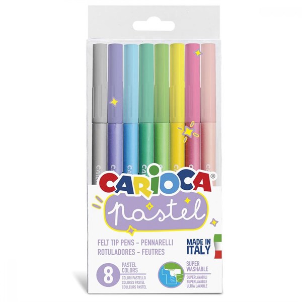 CRC.43032Carioca Pastel Renkler Süper Yıkanabilir Keçeli Boya Kalemi 8'Li