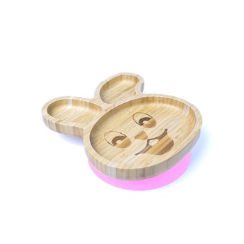 Jellyboon Bambu Tavşan Pembe Vakumlu Tabak