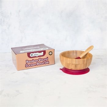 Jellyboon Bambu Yuvarlak Bordo Vakumlu Kase Kaşık Seti