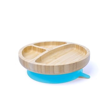 Jellyboon Bambu Yuvarlak Mavi Vakumlu Tabak