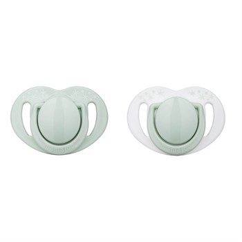 Mamajoo Sterilizasyon & Saklama Kutulu Silikon Ortodontik İkili Emzik Powder Green / 0 ay +