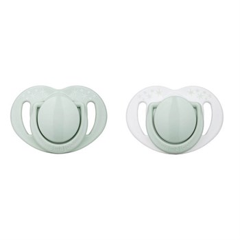 Mamajoo Sterilizasyon & Saklama Kutulu Silikon Ortodontik İkili Emzik Powder Green / 12 ay +