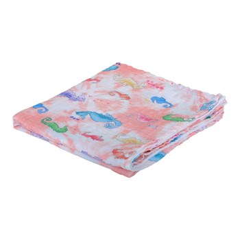 Poema Rosa Organik Pamuk Denizatı Müslin Örtü 110x110 cm