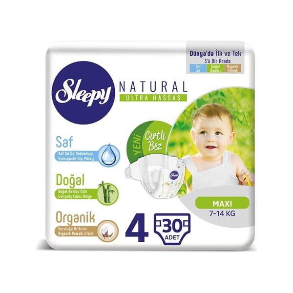 SLP.0003Sleepy Natural Cırtlı Bez 4 Beden 30 Adet
