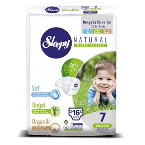 SLP.0009Sleepy Natural Cırtlı Bez 7 Beden 16 Adet