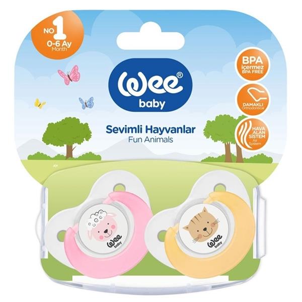 WEE.319Wee Baby 2'Li Sevimli Hayvanlar Emzik No:1 (Saklama Kabı Hediyeli)
