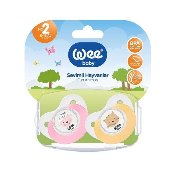 WEE.320Wee Baby 2'Li Sevimli Hayvanlar Emzik No:2 (Saklama Kabı Hediyeli)