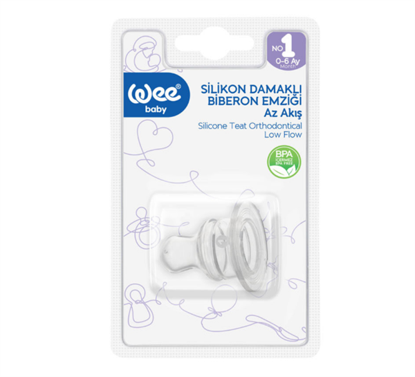 WEE.875Wee Baby Silikon Damaklı Biberon Emziği Az Akış No:1