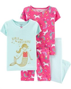 Carters Kız Bebek Deniz Kızı Desenli 4'lü Fit Pamuk Pijama