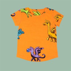Kapbula Organik T-Shirt Dragon Aop Turuncu