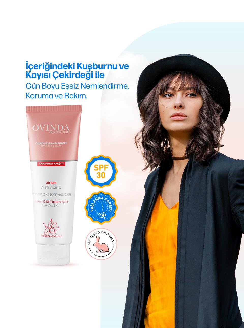 Ovinda Gündüz Bakım Kremi SPF30+ Güneş Koruyucu - Leke, Yaşlanma & Kırışıklık Karşıtı 50 ml