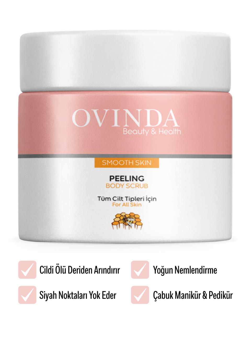 Ovinda Bal Özlü, Besleyici, Onarıcı, Arındırıcı, Yoğun Nemlendirici, Selülit Karşıtı Vücut Peelingi 150 ml