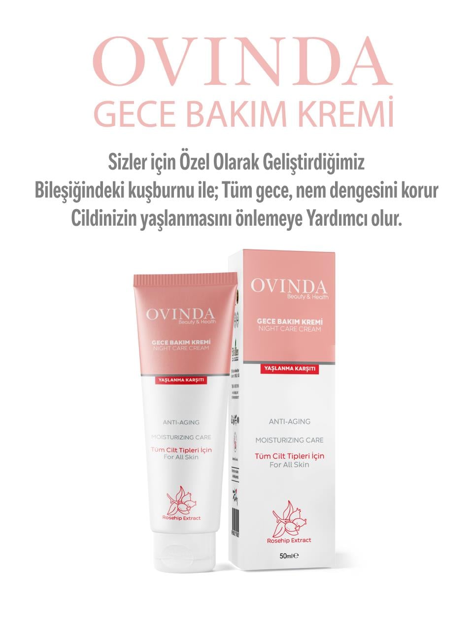 Ovinda Gece Bakım Kremi -  Leke, Yaşlanma & Kırışıklık Karşıtı 50 ml