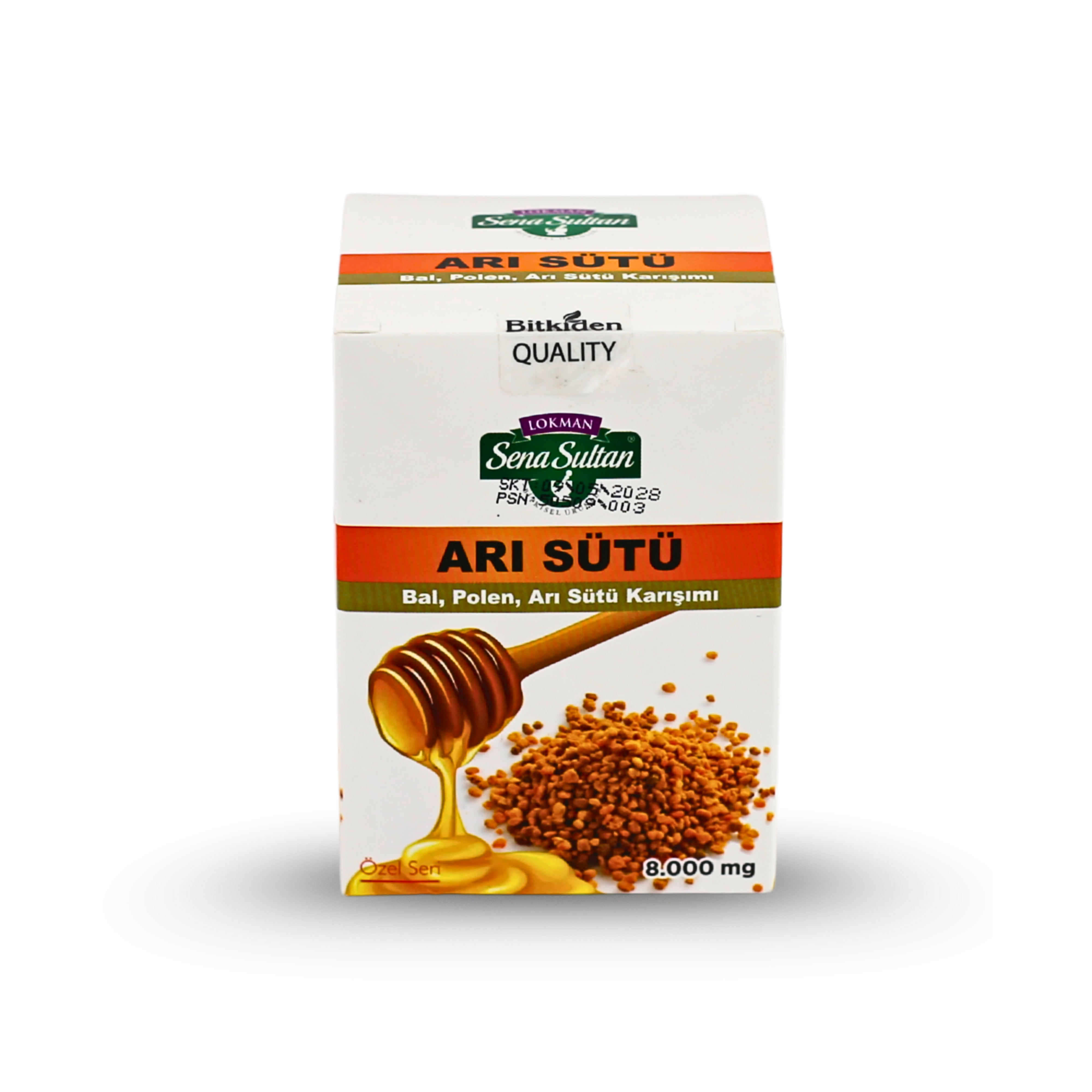 Özel Seri Glikozsuz Bal Polen Karışımlı Arı Sütü (8000 mg) 240 gr.
