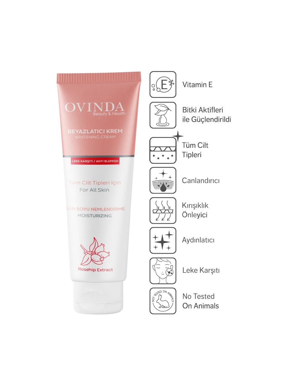 Ovinda Yüz Ve Vücut İçin Beyazlatıcı & Leke Karşıtı Cilt Kremi  (Vitamin E - Vitamin C) 100 ml
