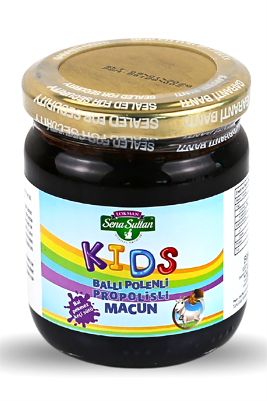 Çocuklara Özel Glikozsuz Bal Polen Pekmez Arı Sütlü Kakaolu Kids Macun 235 gr.