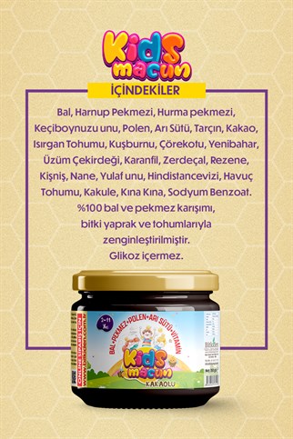 Nlife glikoz içermeyen bal polen pekmez ve arı sütlü kakaolu çocuk macunu - kids macun 350 gr.