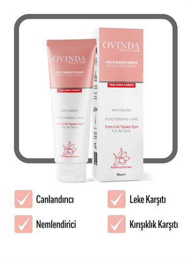 Ovinda Gece Bakım Kremi -  Leke, Yaşlanma & Kırışıklık Karşıtı 50 ml