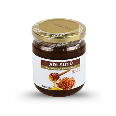 Özel Seri Glikozsuz Bal Polen Karışımlı Arı Sütü (12000 mg) 240 gr.