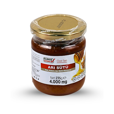 Özel Seri Glikozsuz Bal Polen Karışımlı Arı Sütü (4000 mg) 240 gr.