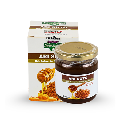 Özel Seri Glikozsuz Bal Polen Karışımlı Arı Sütü (12000 mg) 240 gr.