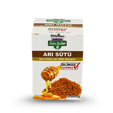 Özel Seri Glikozsuz Bal Polen Karışımlı Arı Sütü (12000 mg) 240 gr.