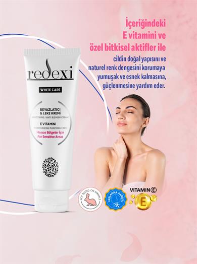 White Care Hassas Bölgeler İçin Beyazlatıcı Leke Kremi E Vitamini Tüm Ciltler 50 ml