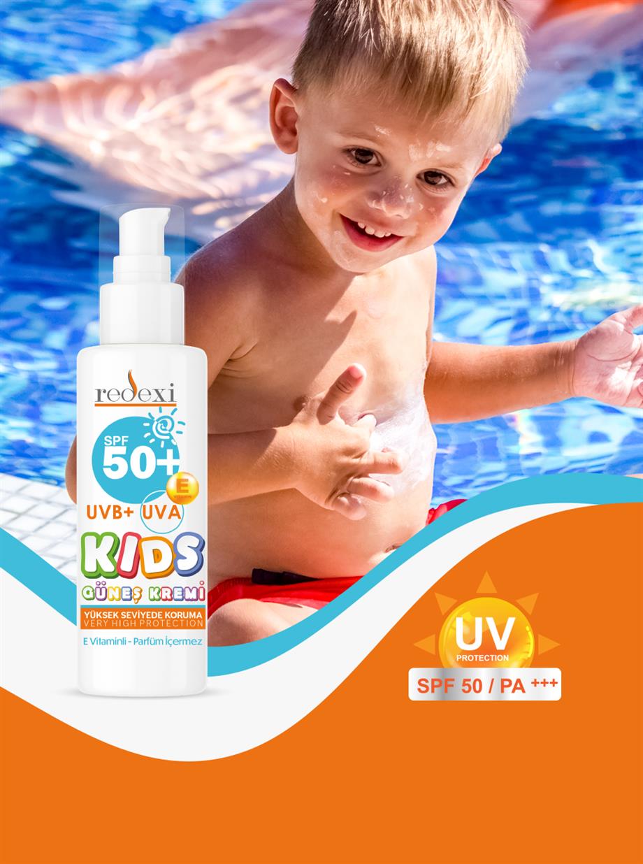 Kids Güneş Kremi SPF 50+ UVB+ UVA Yüksek Korumalı Hassas Ciltler İçin Bebek  ve Çocuklara
