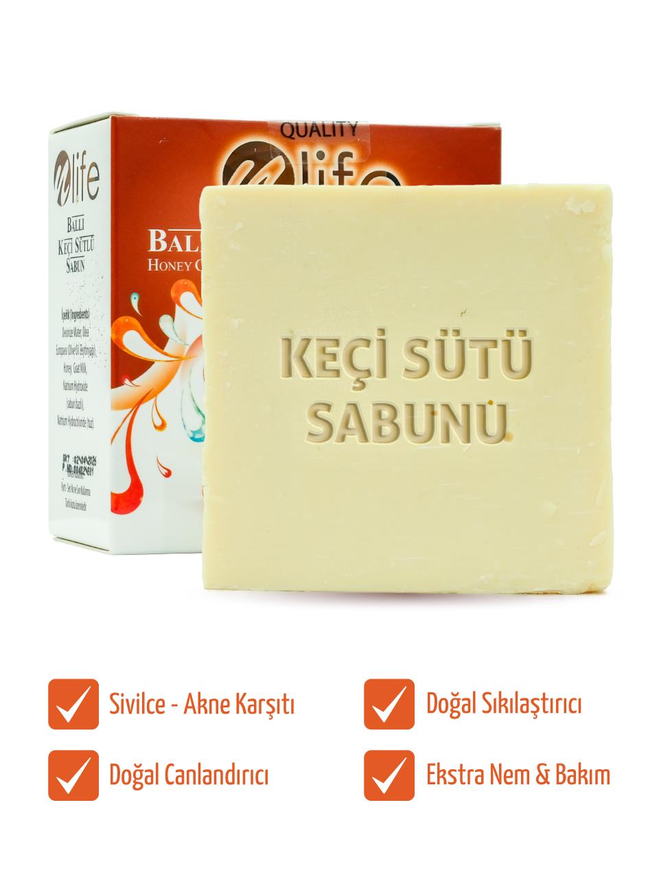 Nlife Özel Üretim %100 Doğal, Sivilce Bakımı, Siyah Nokta Karşıtı, Yoğun Nemlendirici Ballı Keçi Sütlü Sabun 140 Gr