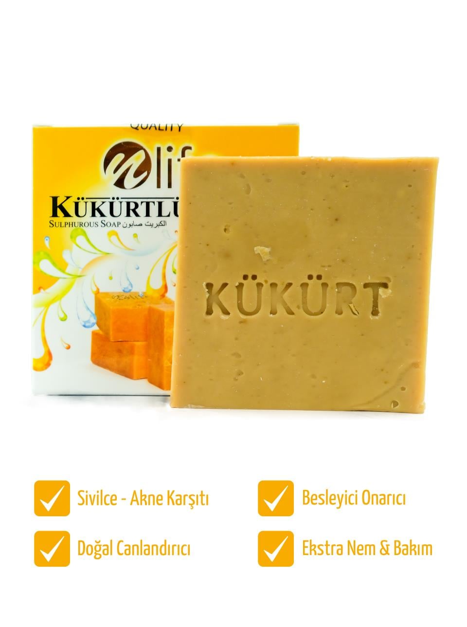 Özel üretim %100 doğal, yağlı - kepekli saçlar ve sivilceli - akneli ciltler için Kükürtlü Sabun 140 Gr