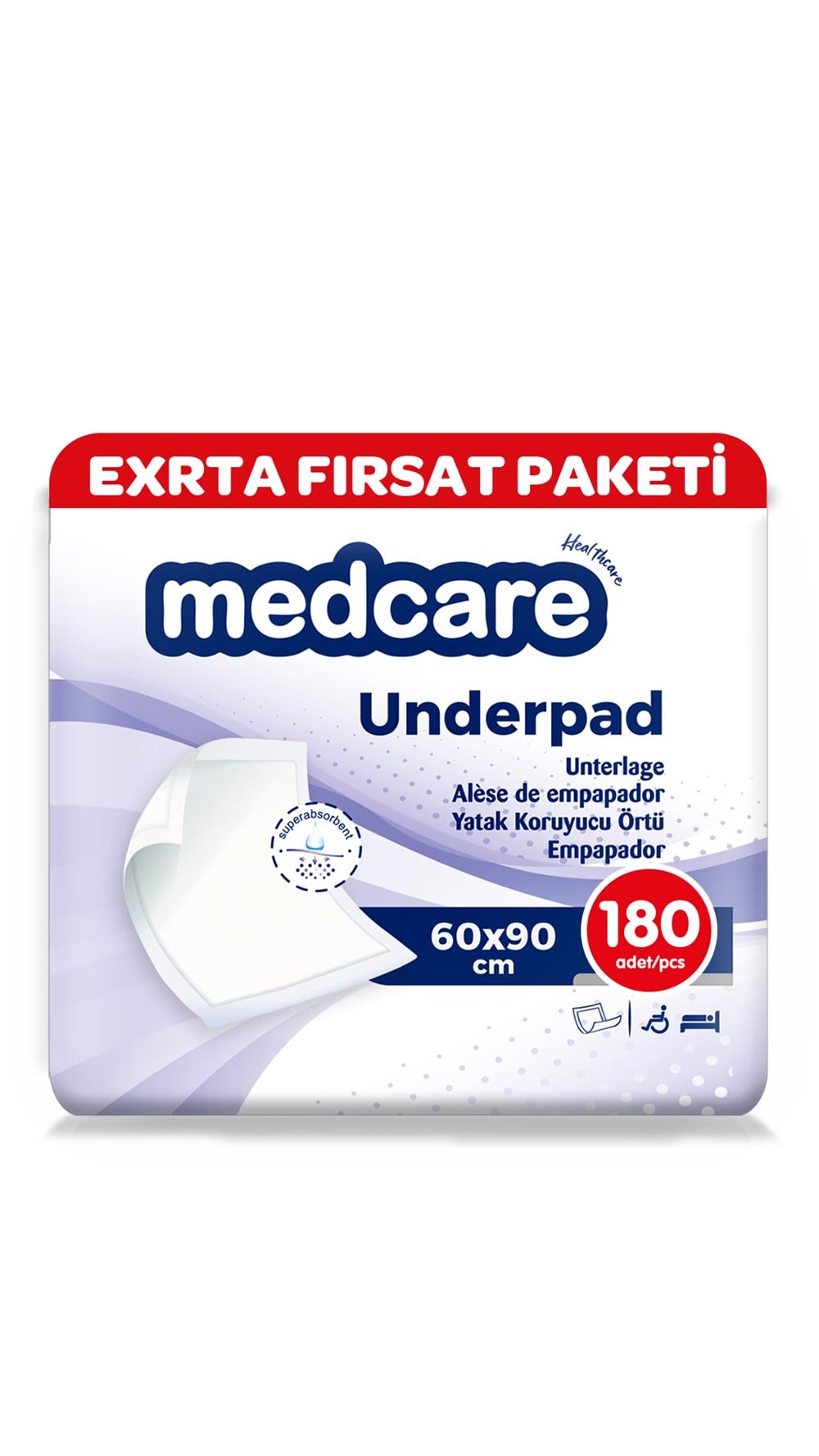 Medcare Hasta Yatak Koruyucu Örtü 60x90 180 Adet