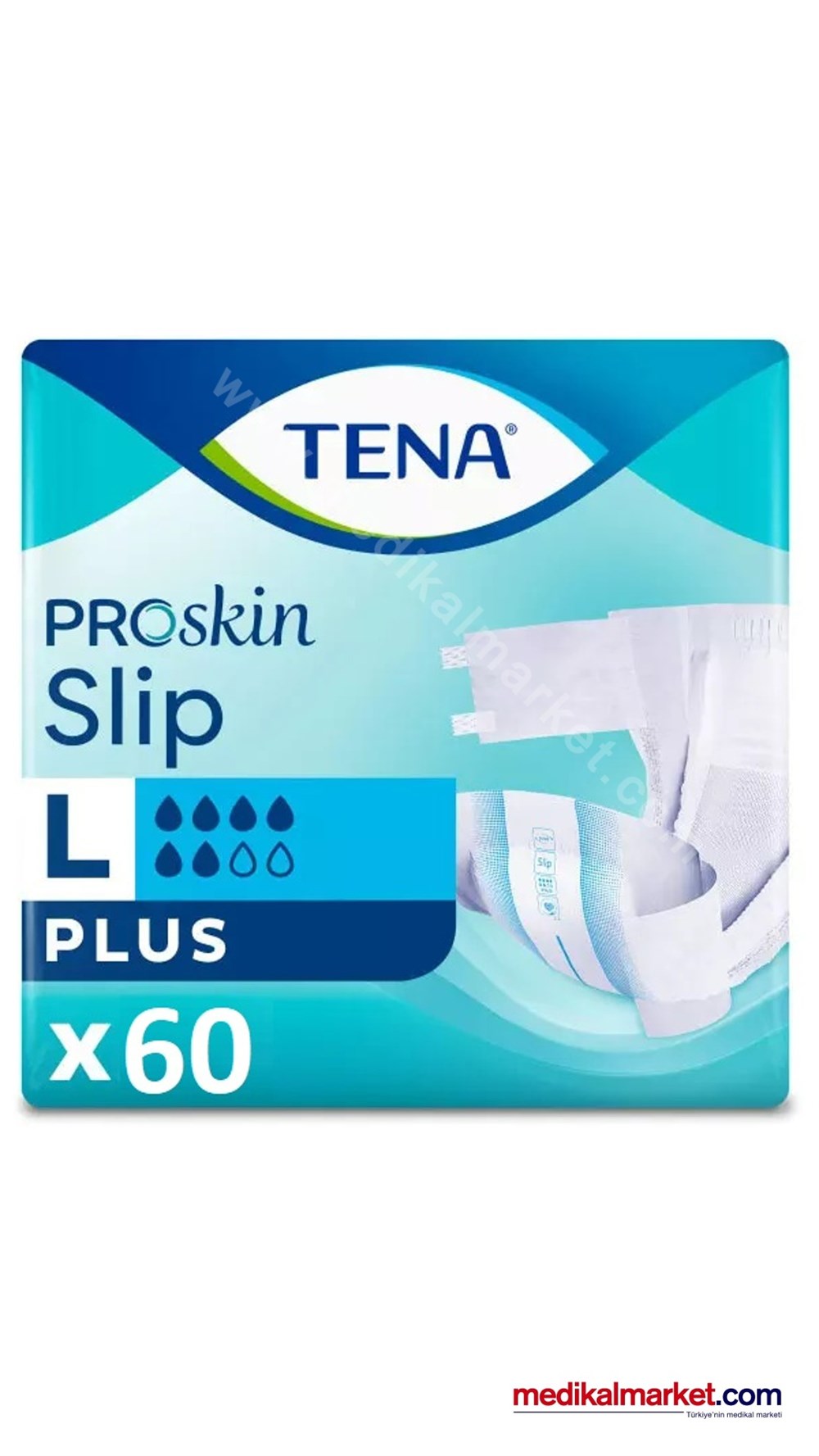TENA Slip Classic Plus (6 Damla) L Beden Hasta Bezi 60 Adet