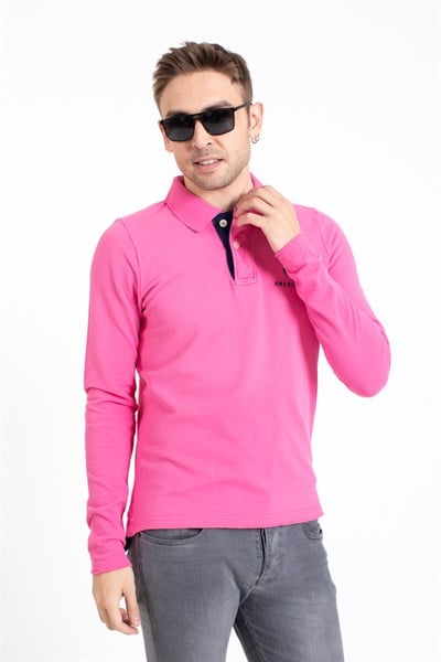 A.s. Baskılı Polo Yaka U.Kol Tshırt PEMBE