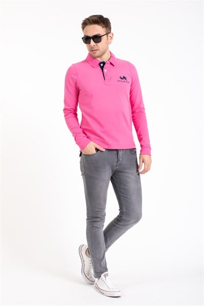A.s. Baskılı Polo Yaka U.Kol Tshırt PEMBE
