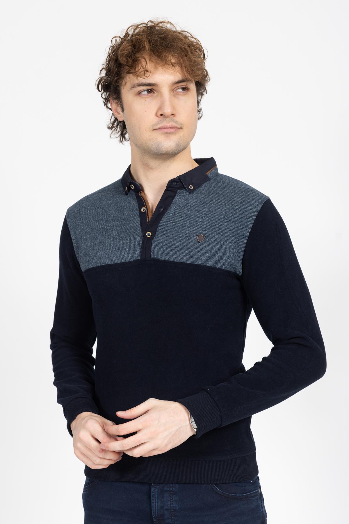 Armand Thıery Erkek Polo Yaka U.kol Sweat 24k Ae lacivert/mavi