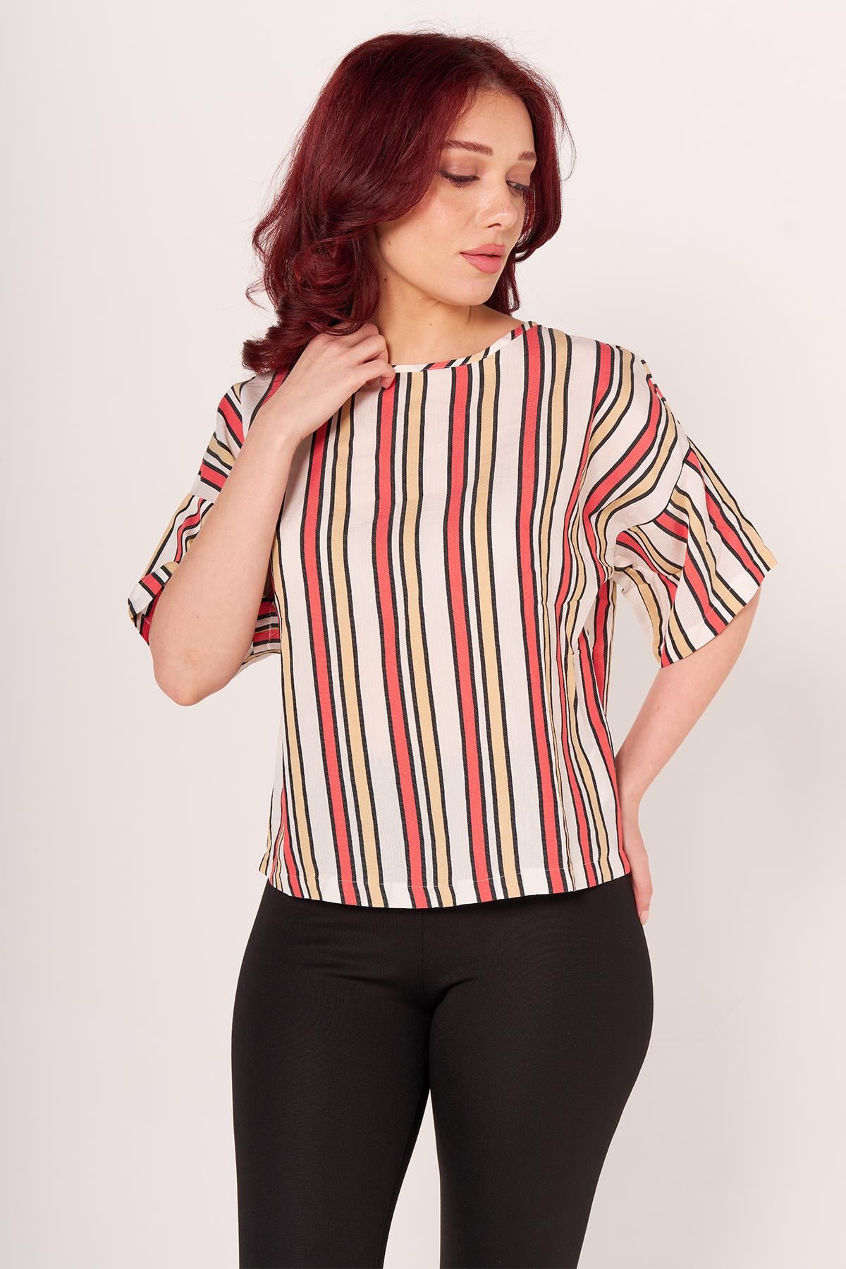 BLUZ PERRYWOMEN 22Y O YAKA K.KOL BAYAN (BYG) ÇİZGİLİ