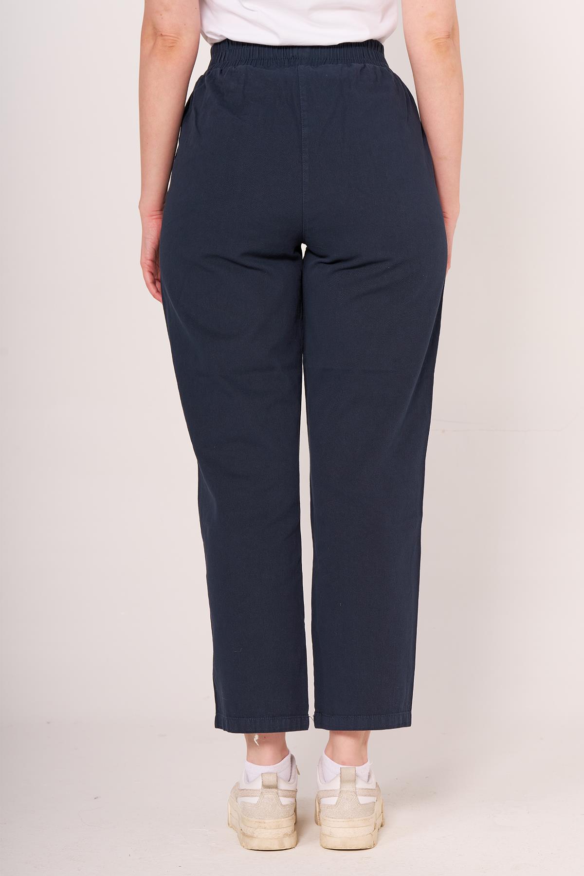 Brs Kadın Gabardin Beli Lastikli Klasık Pantolon 24y Sf LACİVERT
