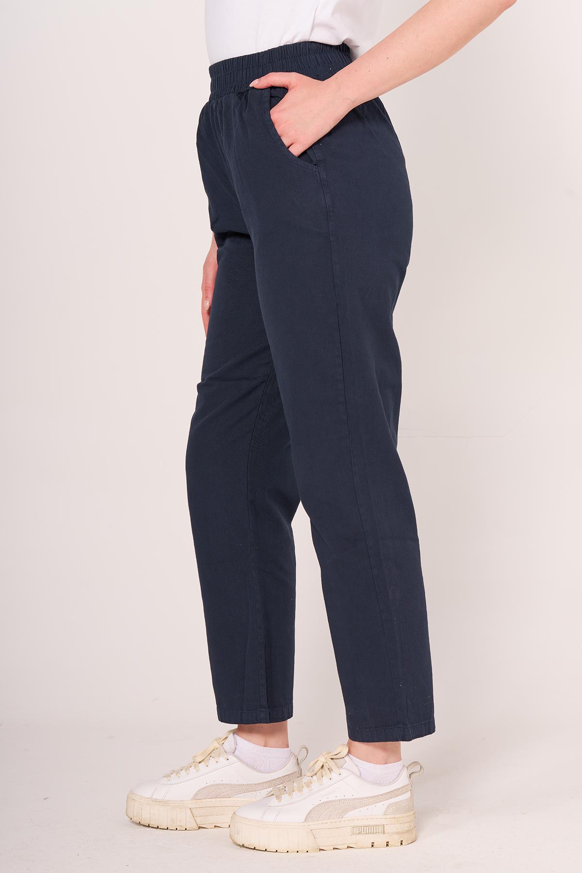 Brs Kadın Gabardin Beli Lastikli Klasık Pantolon 24y Sf LACİVERT