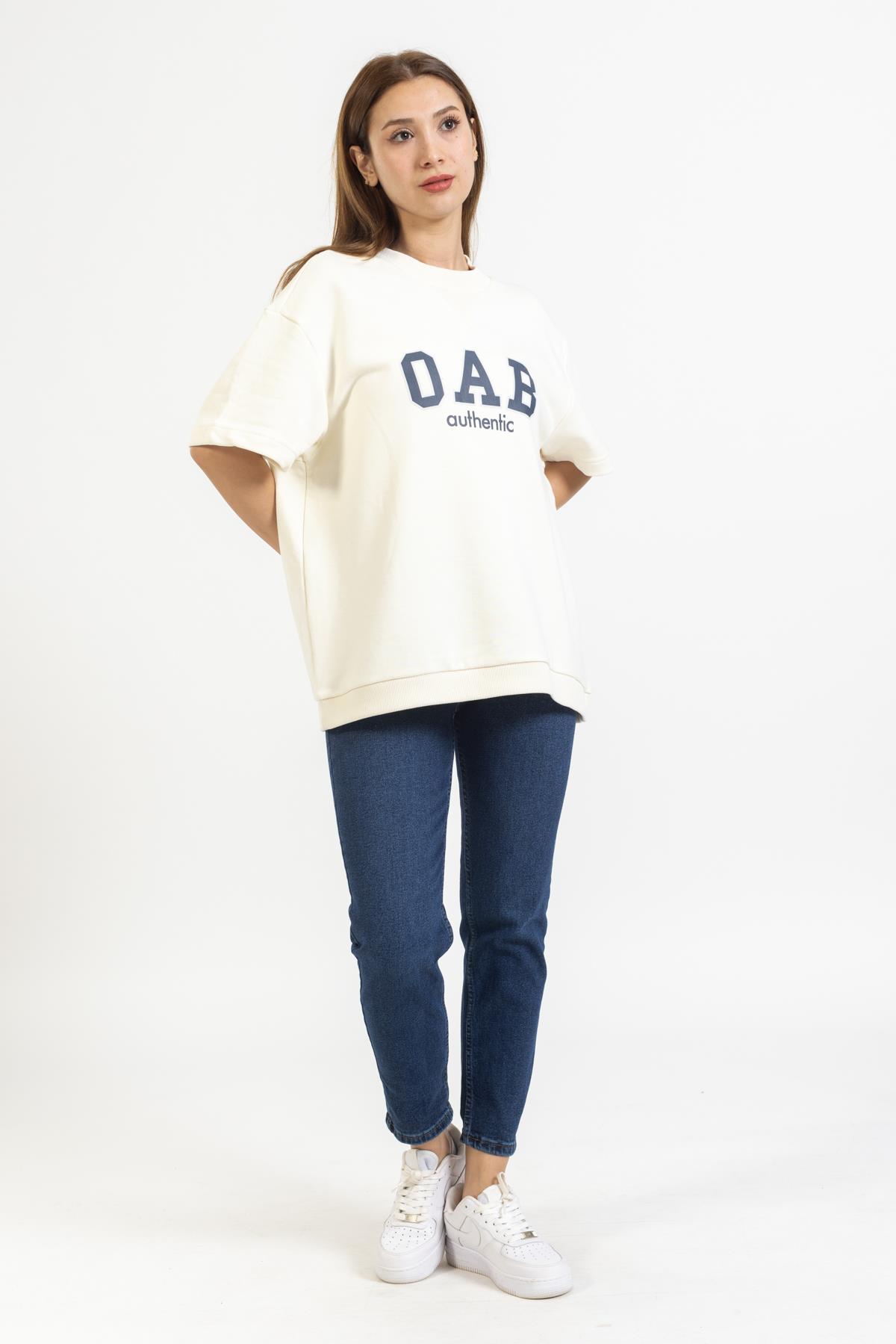 Brs Unisex O Yaka O A B Baskılı K.Kol Sweat 23y Kso KREM