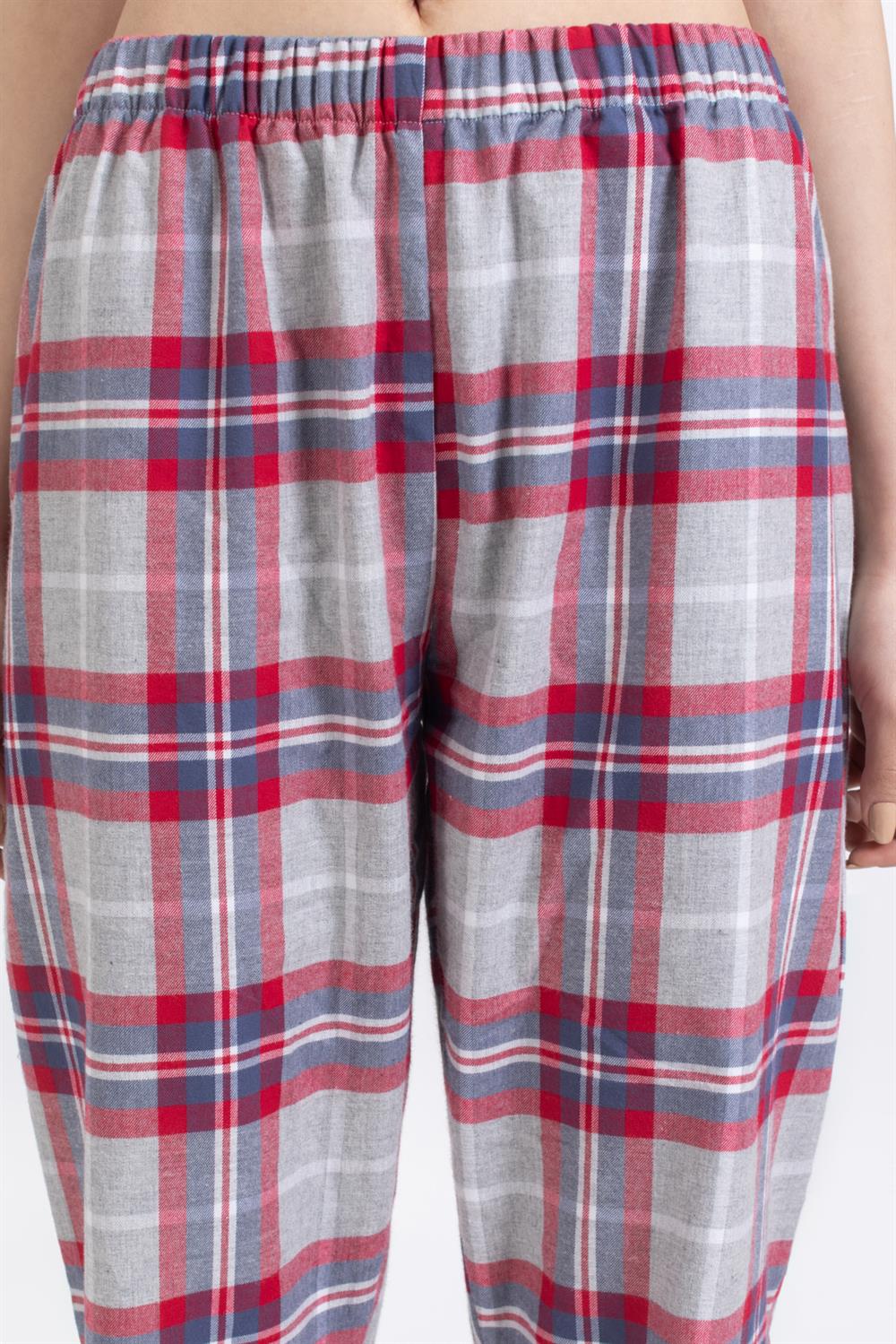 Ja Unisex Dokuma Tek Alt Kırmızı Gri Ekose