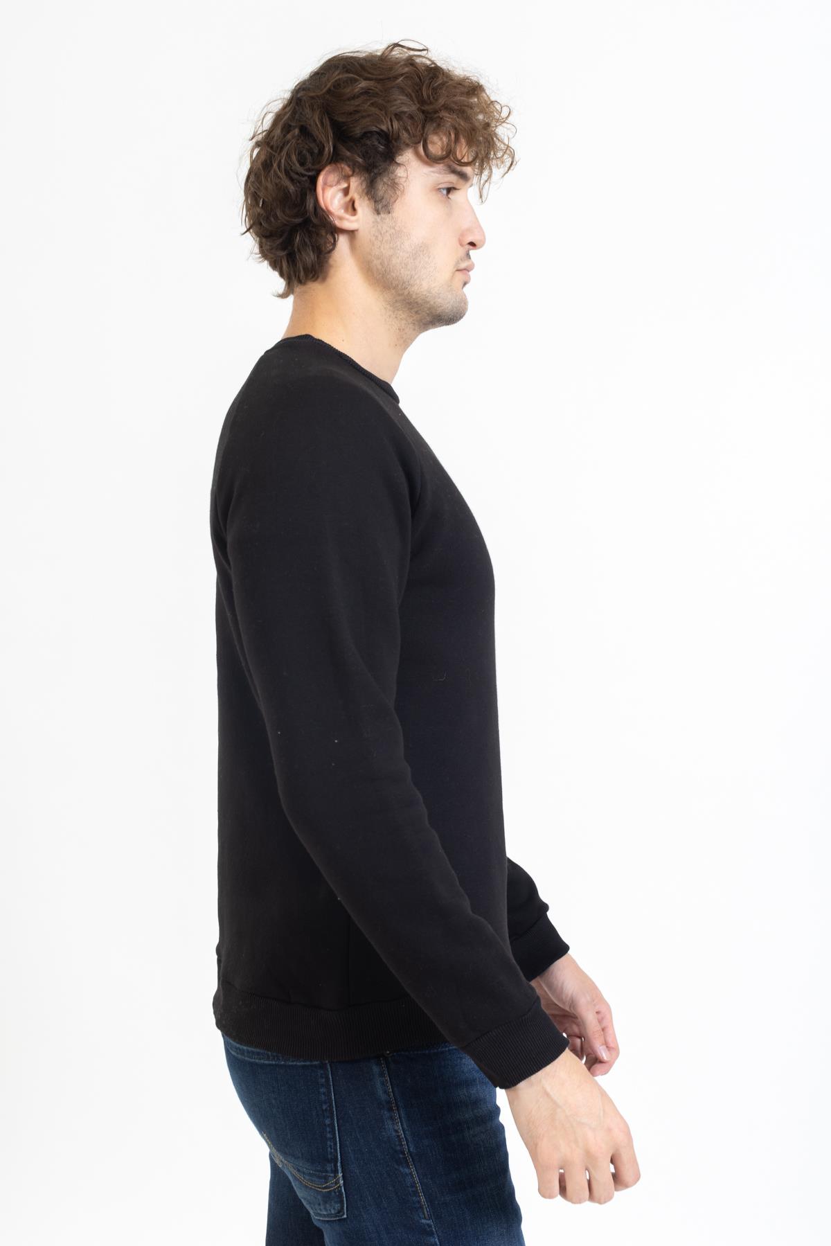Man Unisex Şardonlu O yaka U Kol Sweat 23y kso SİYAH