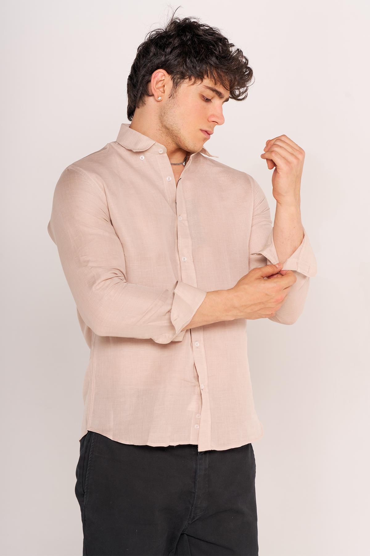 Mısto Lıno Slm Uzun Kol Gömlek 2110 BEJ