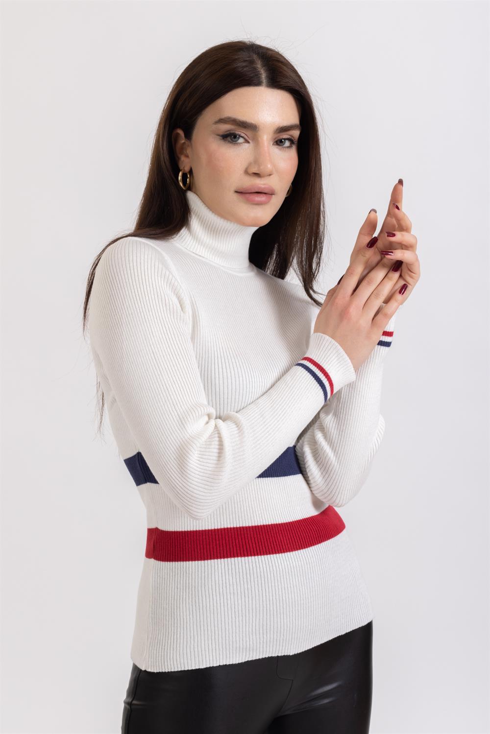 Ms Bayan Balıkçı U.Kol Kazak Beyaz